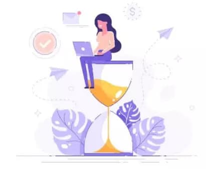 drawing with person on top of an hourglass