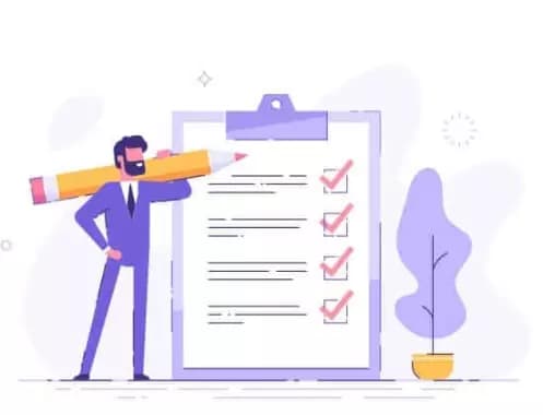 drawing of person filling out checklist